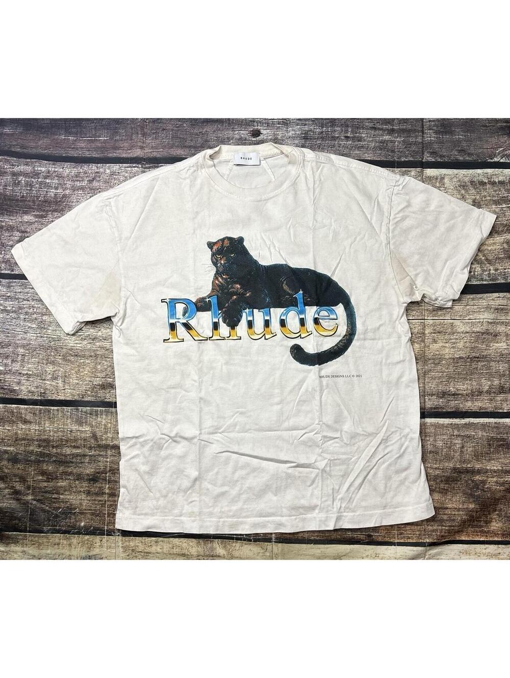 Rhude T-Shirt Mens Medium Black Panther 2021 Cotton USA Made Short Sleeve